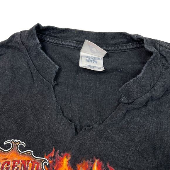Vintage 2006 Hot Leathers Biker Eagle Flames Graphic Tee T-Shirt FLAW Black XL - Picture 4 of 7